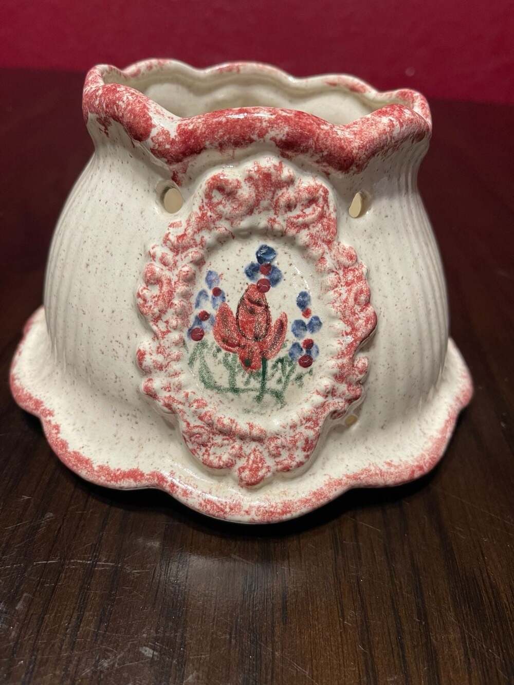Blue Sky Clayworks Red Rose Ceramic Candle Jar Shade